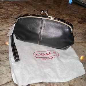 Coach Black Leather Wristlet